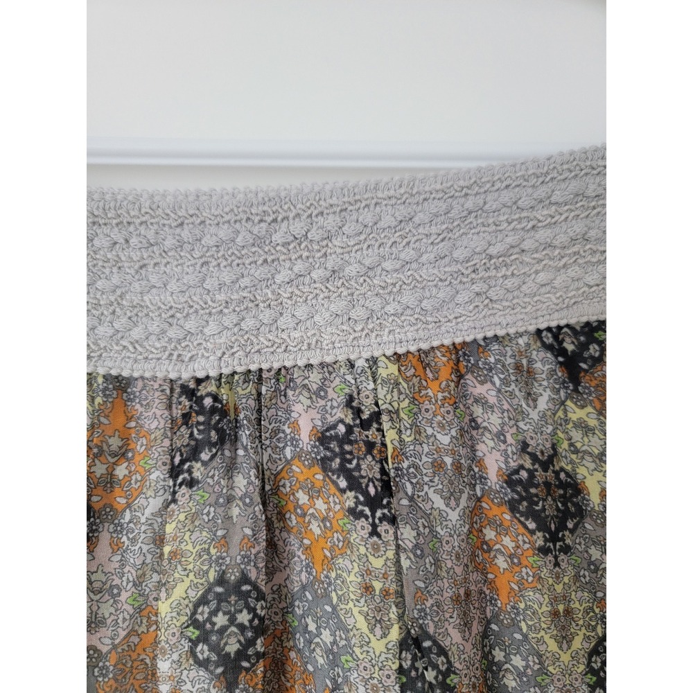 Made in Italy Silk Blend Wide Leg Smocked Waist Paisley Boho Pants Grey Orange M - Picture 4 of 10